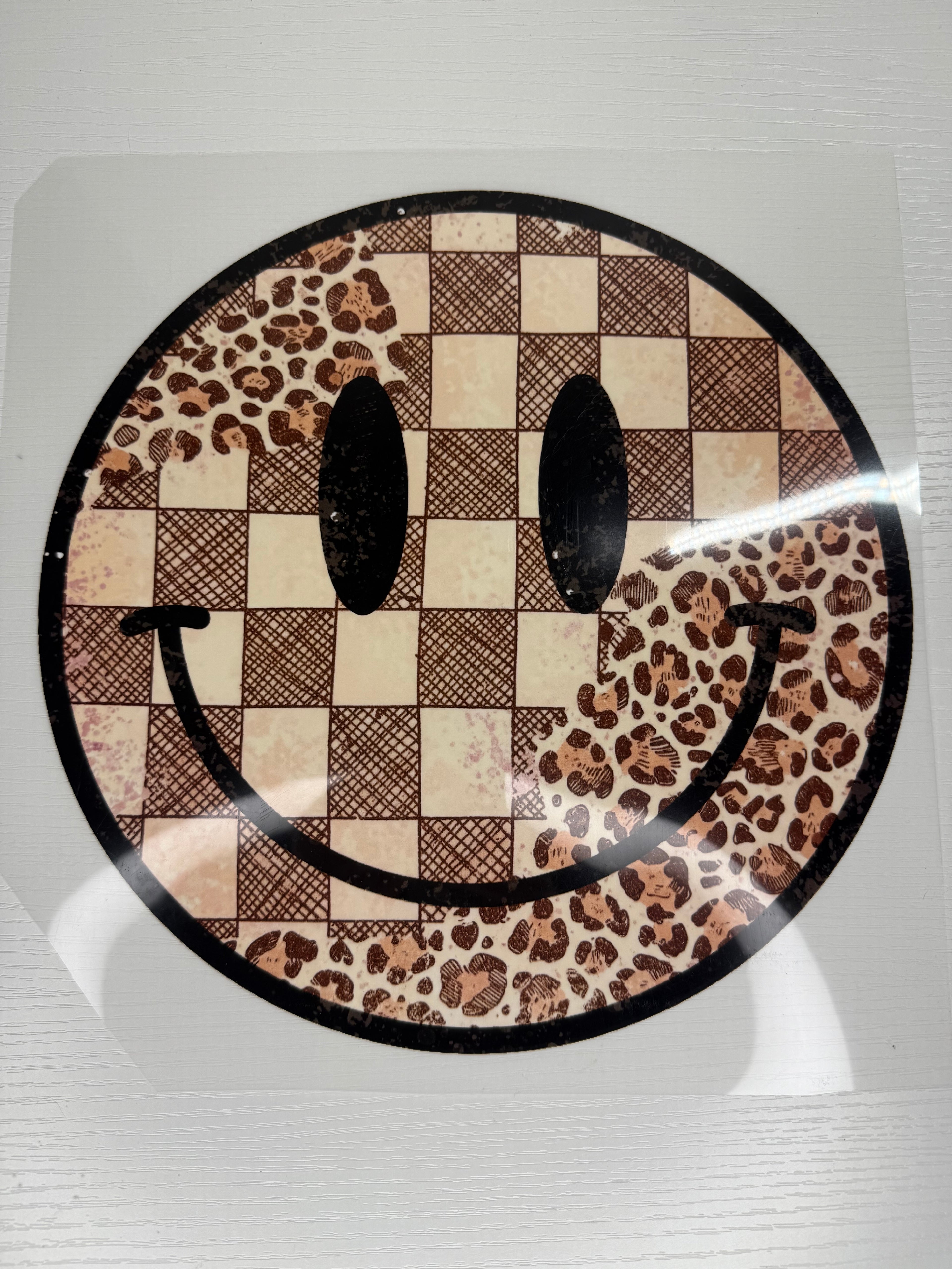 Checkered smiley face transfer