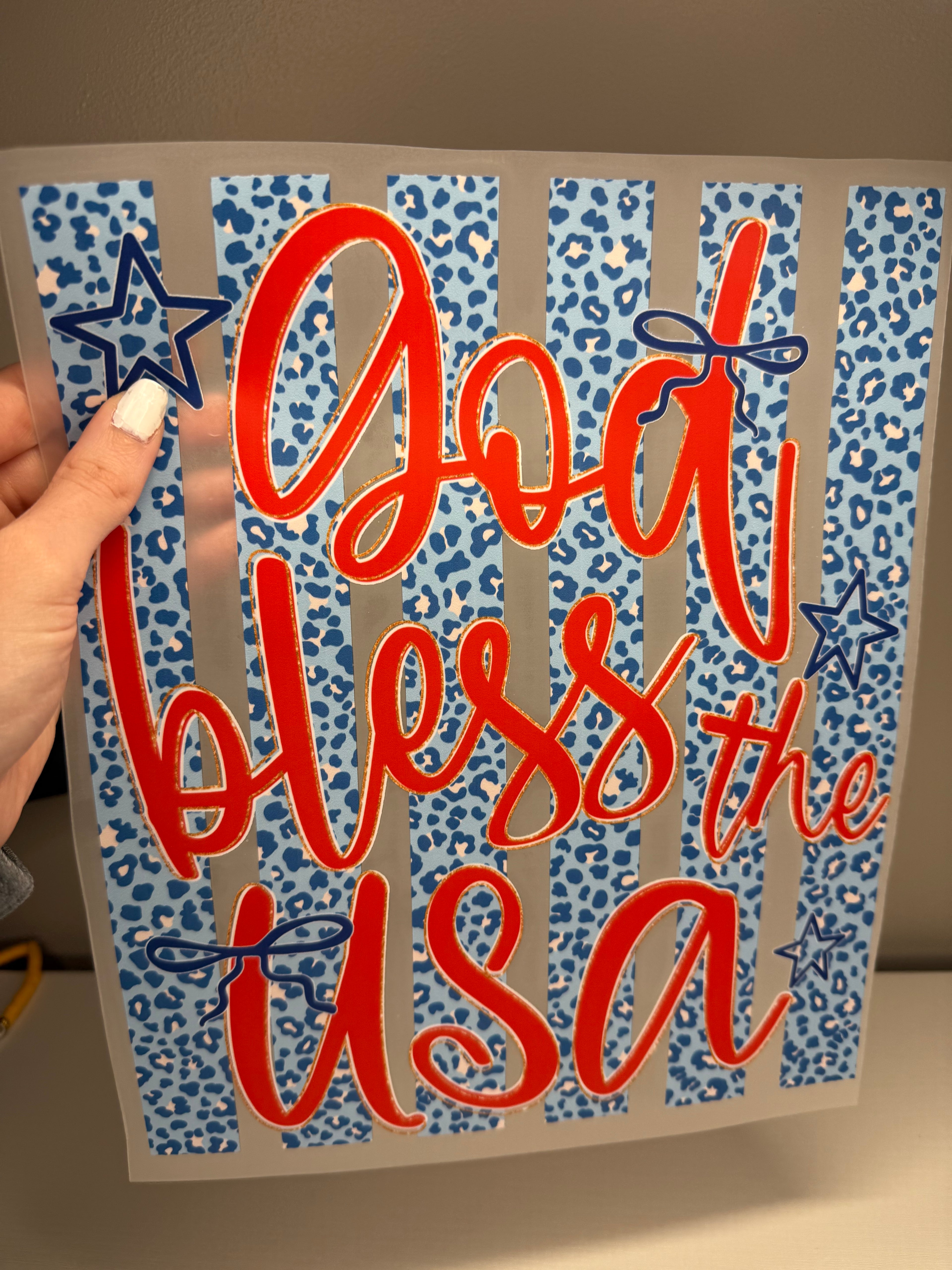 God bless the usa stripes transfer