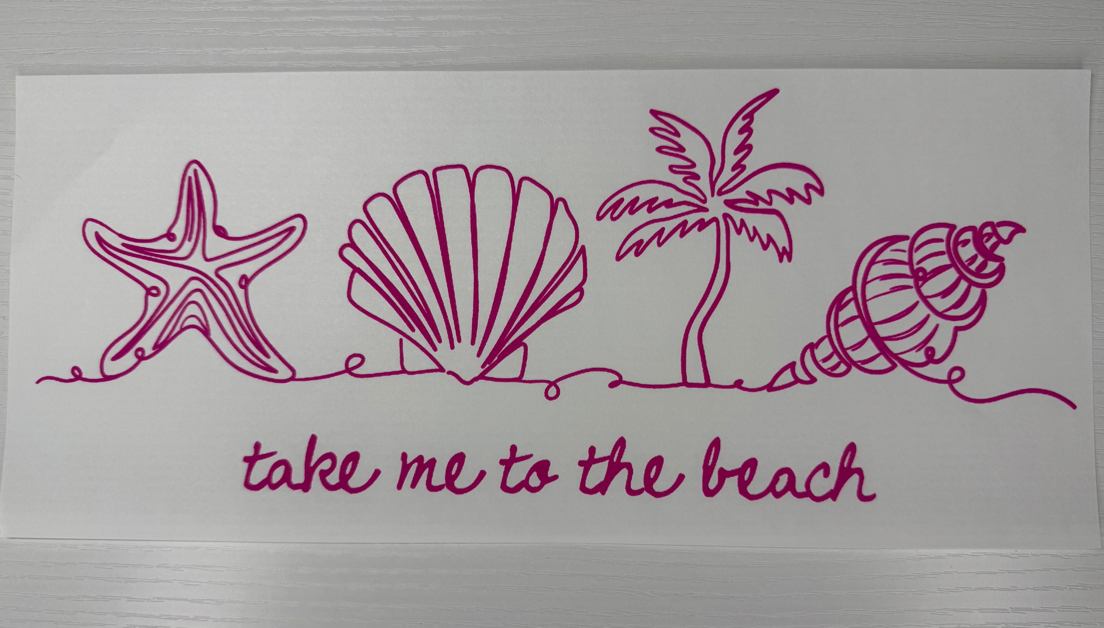 Take me to the beach screen print transfer