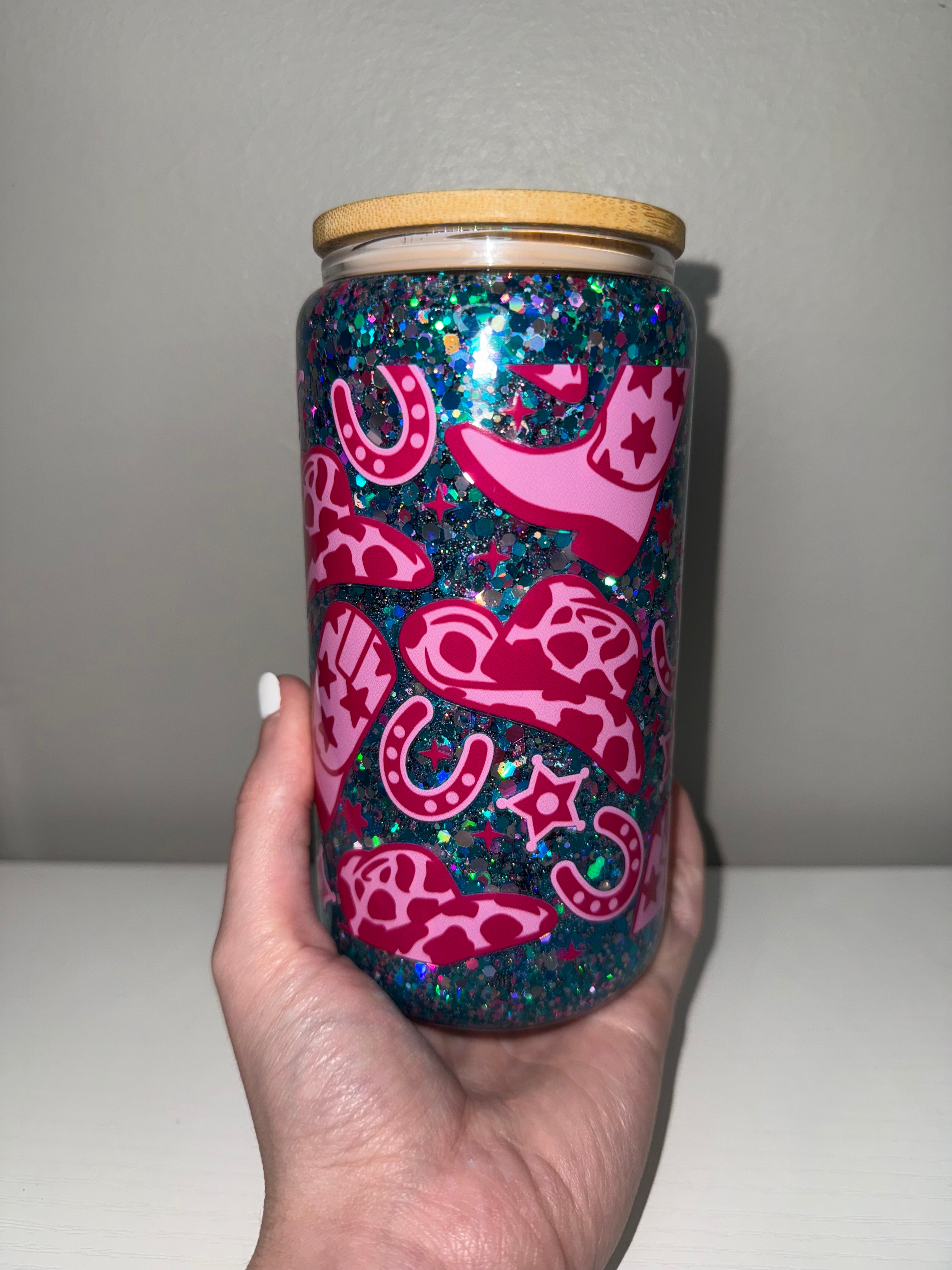 Pink Western Snowglobe Cup