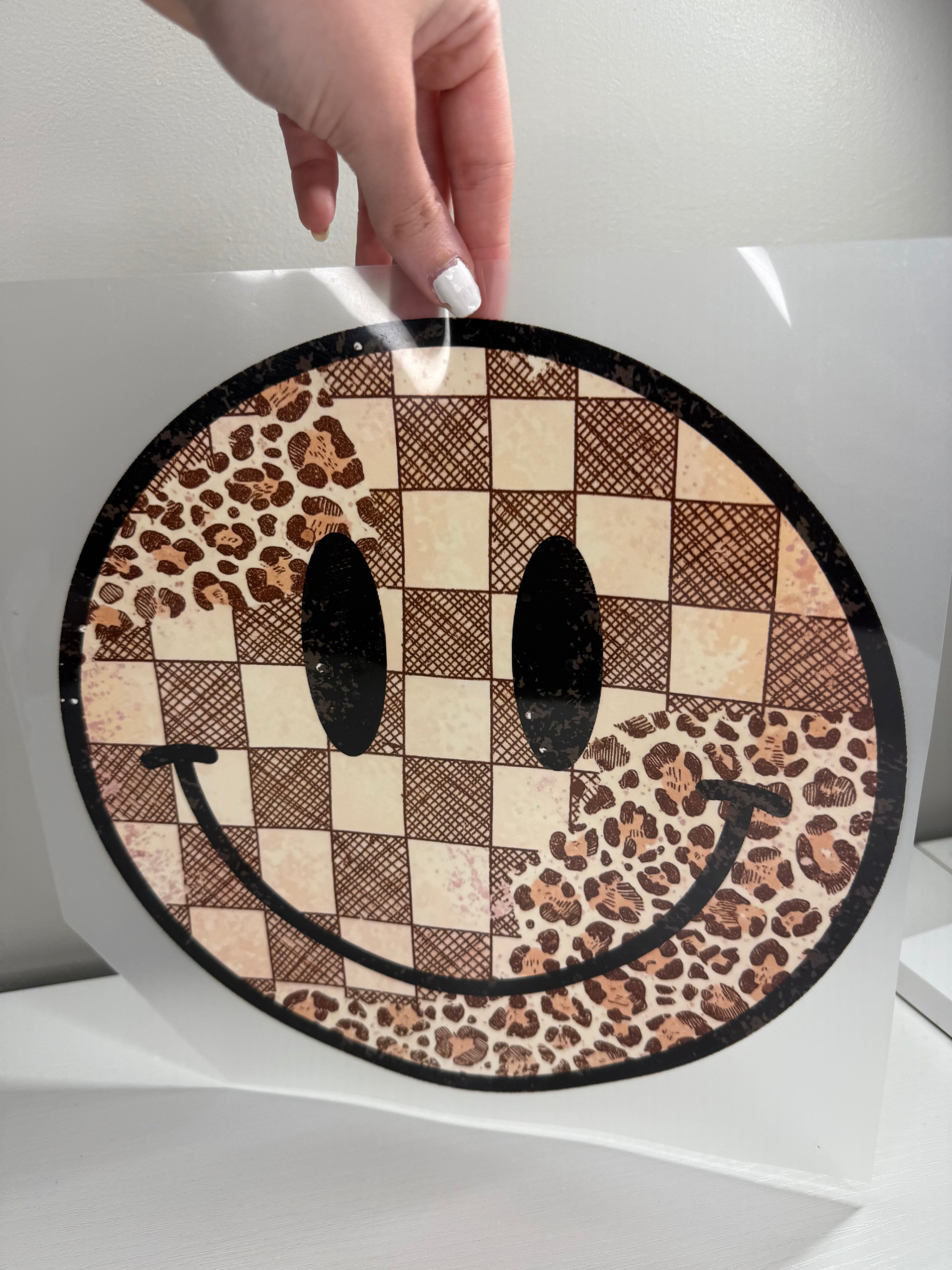 Checkered smiley face transfer