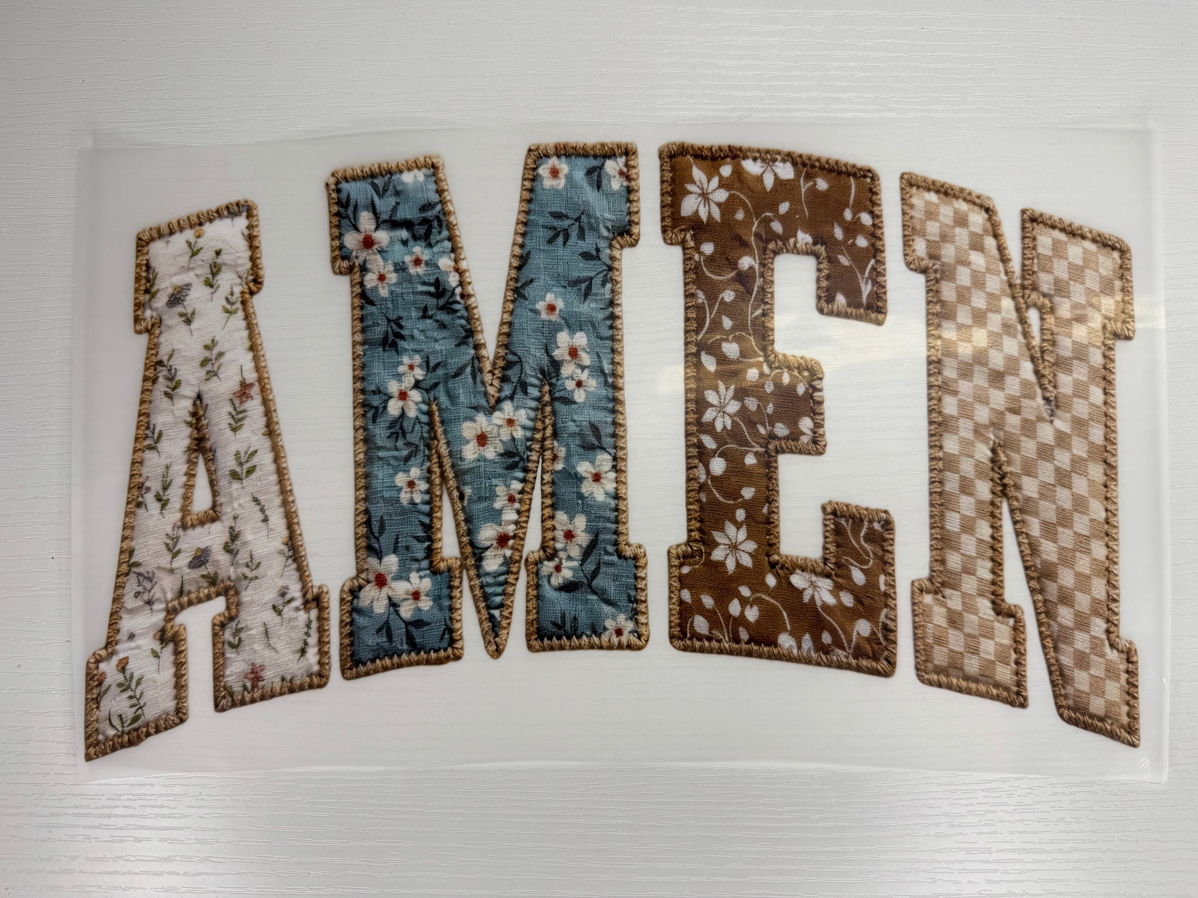 Amen quilted transfer