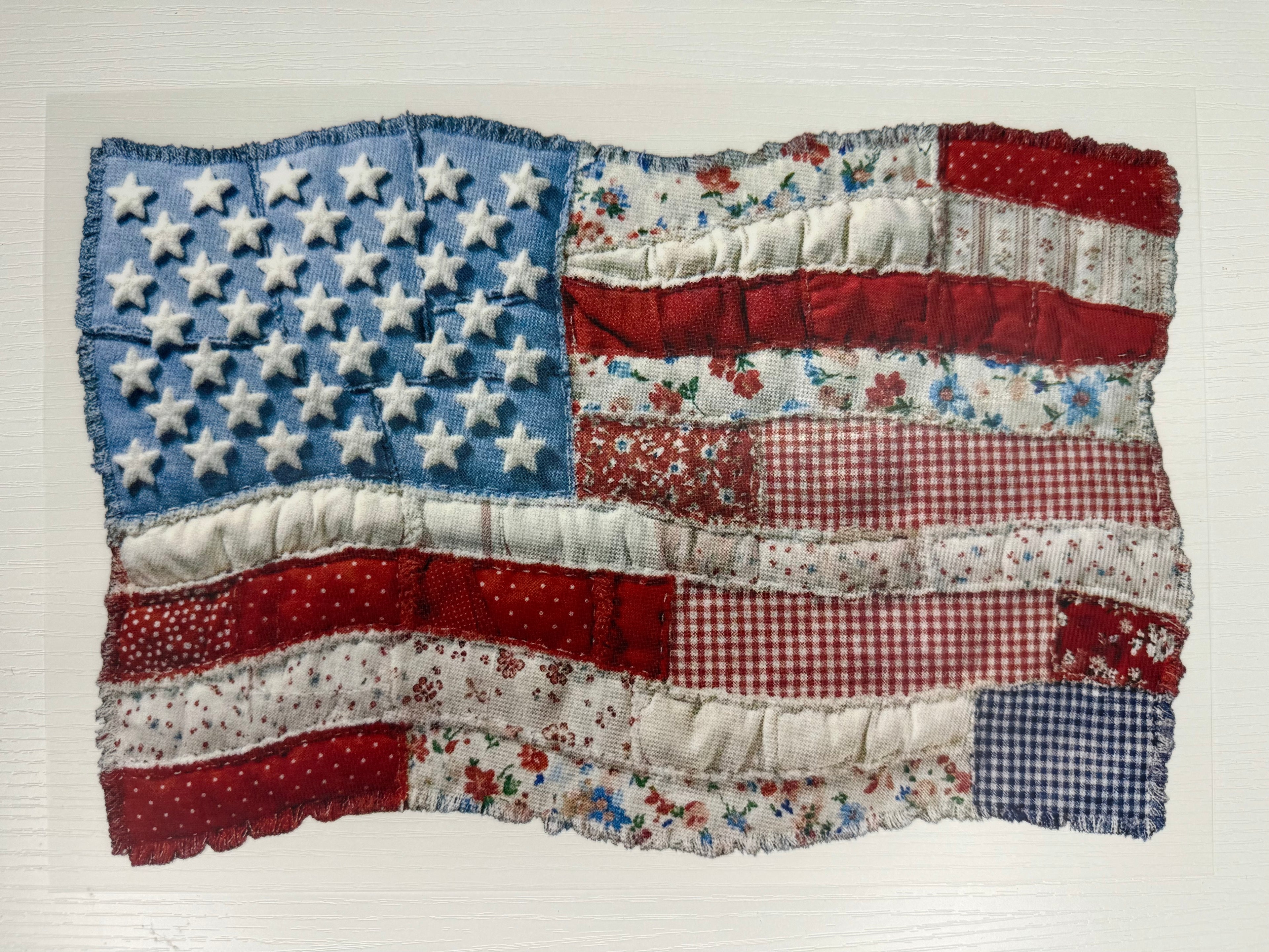 Quilted american flag transfer