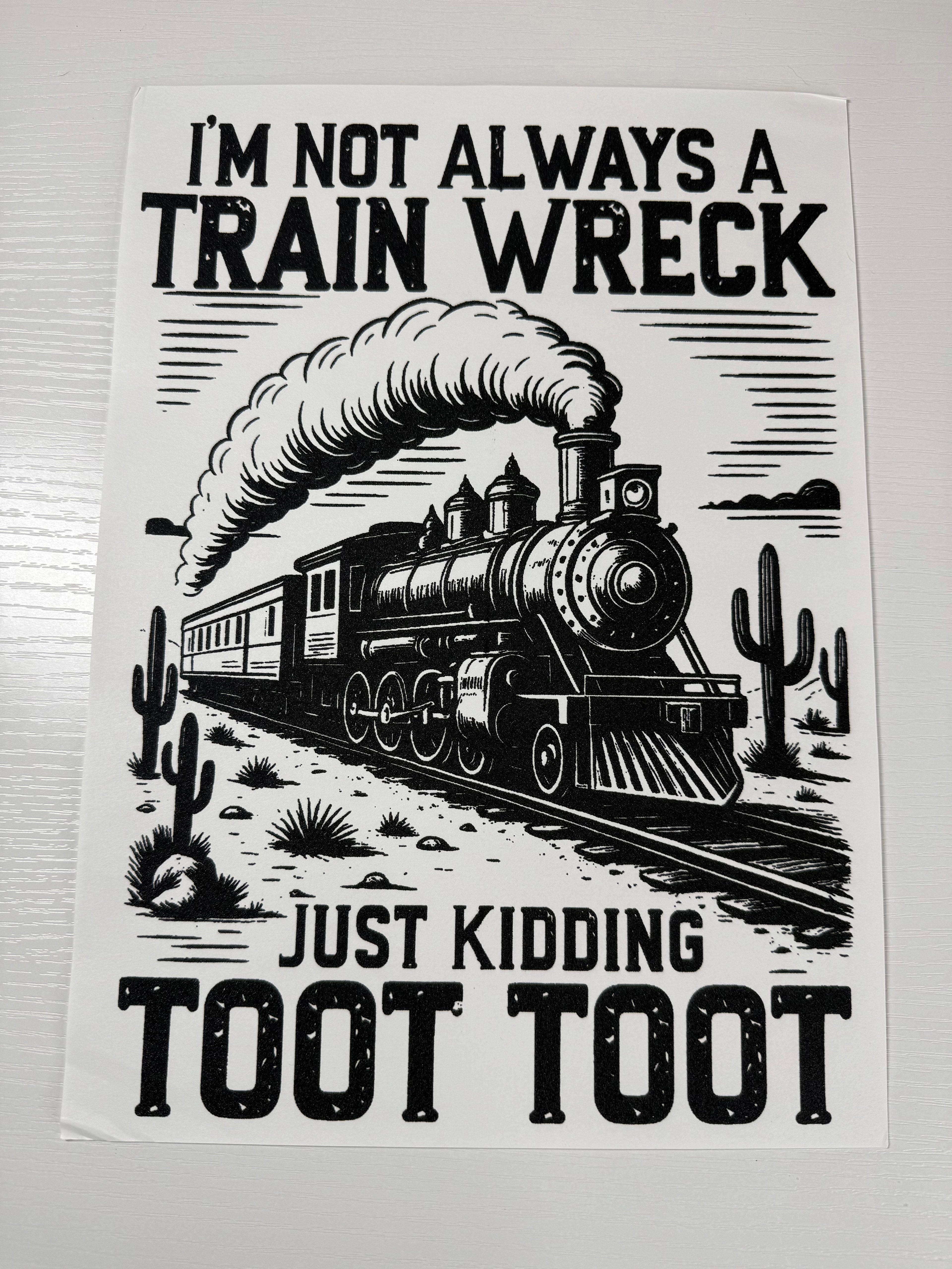 Train Wreck screen print transfer
